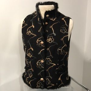 Camelback wool vest rabbit fur detail M